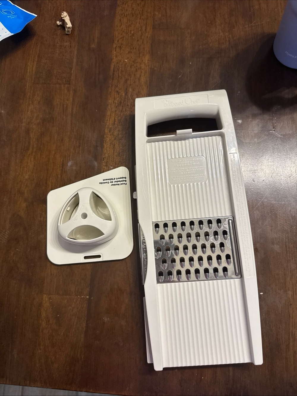 White Handheld Mandoline Slicer with Safety Holder